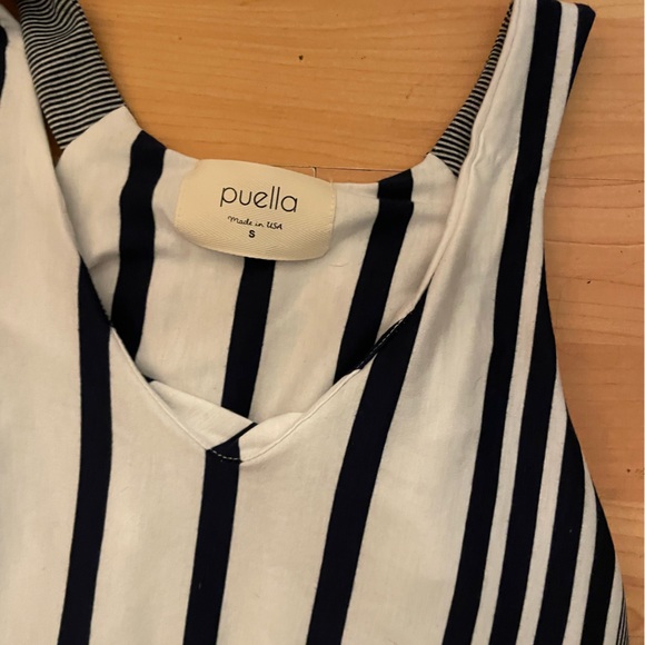 PUELLA ANTHROPOLOGIE white Navy Blue Striped Top Size S Women Casual AD8 - Picture 3 of 3